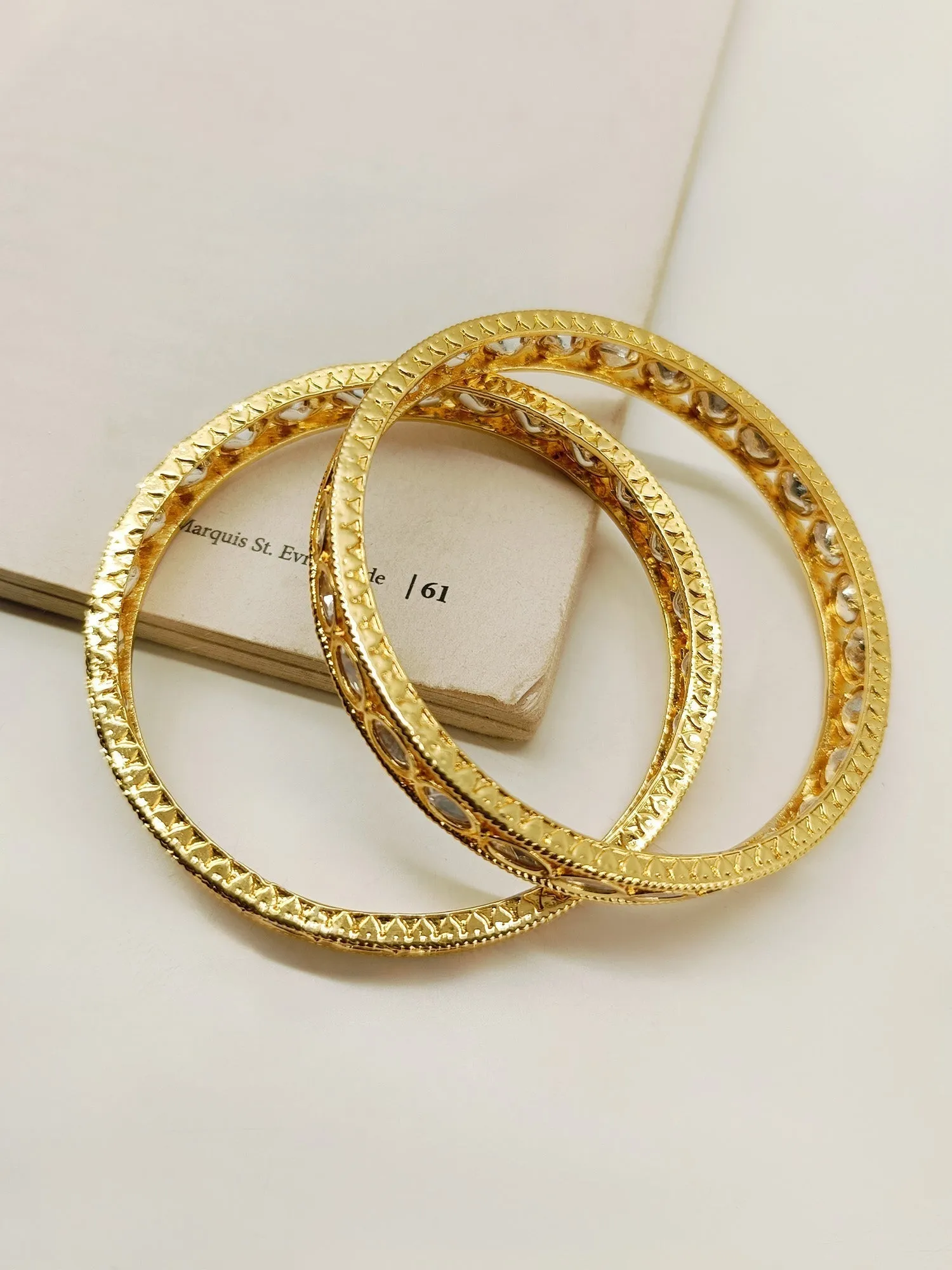 Vrini White Kundan Bangle Pair