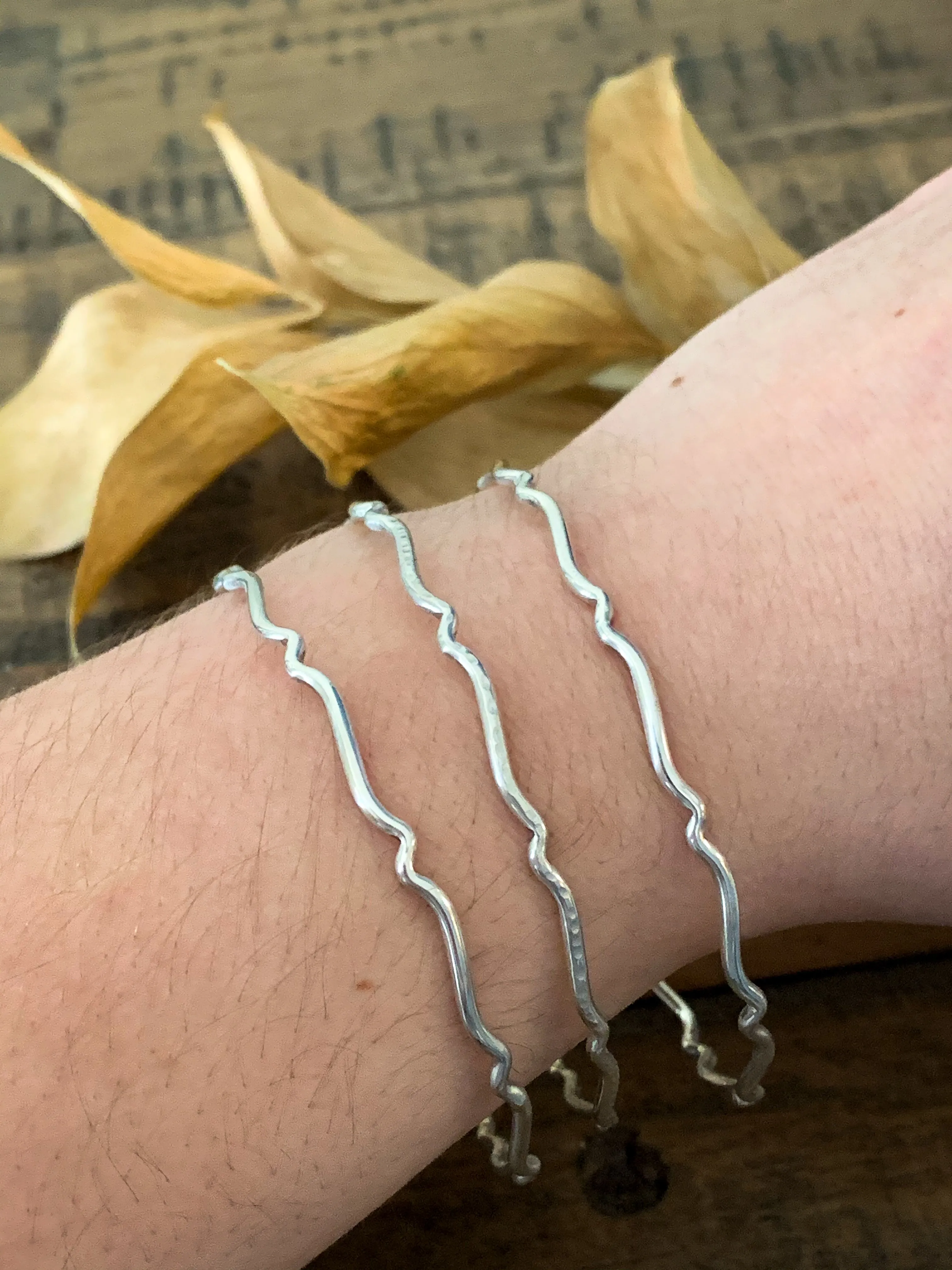 Wave Bangle Bracelet - Copper, Brass or Sterling Silver - by Via Francesca