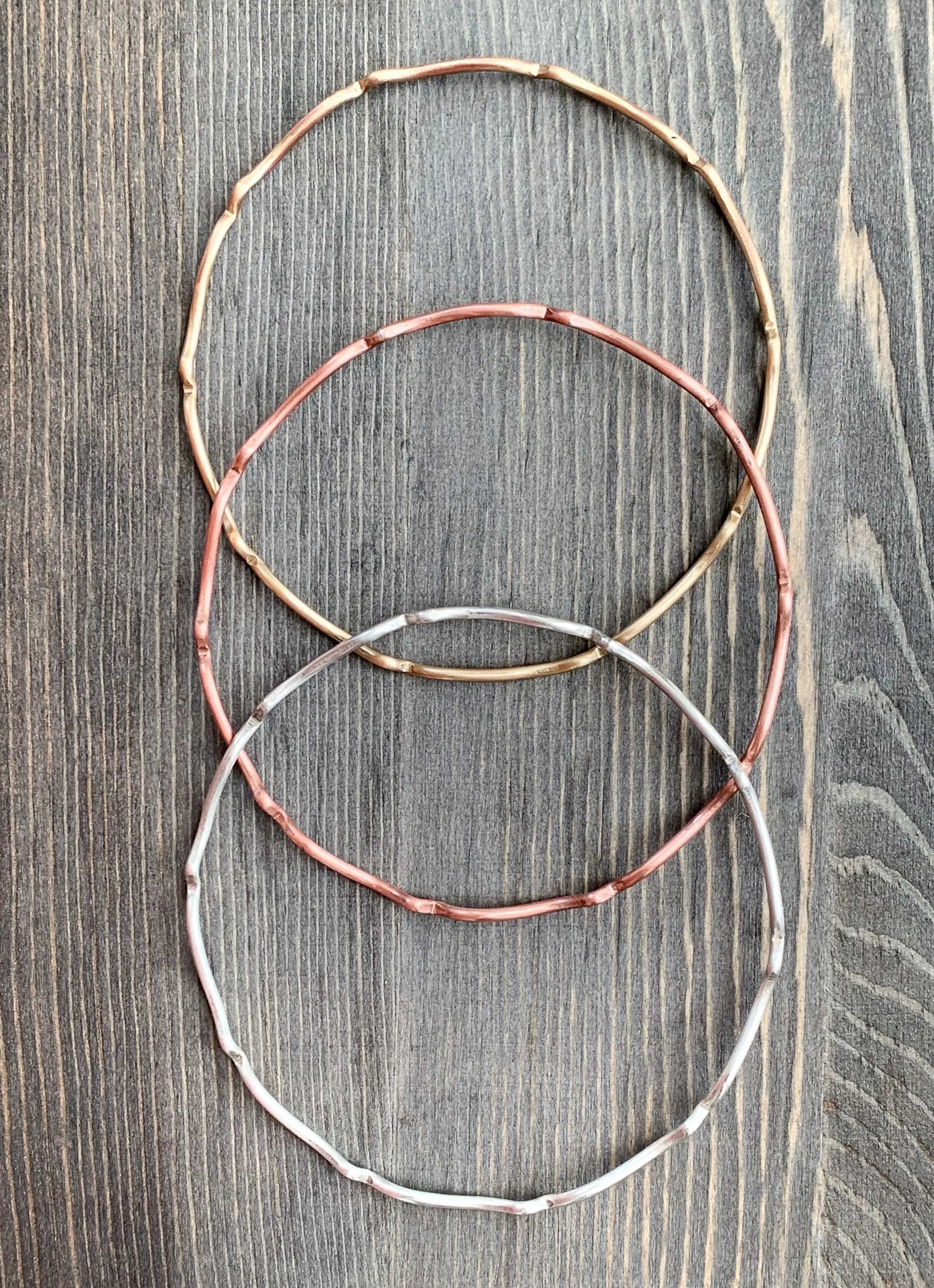 Wave Bangle Bracelet - Copper, Brass or Sterling Silver - by Via Francesca