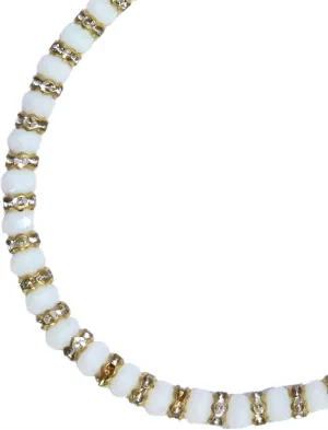 White Bead Crystal Charm Anklet Bracelet Handmade Simple Summer Beach Waterproof Ankle Foot Chain Bracelets for Women Minimalist Jewelry Adjustable