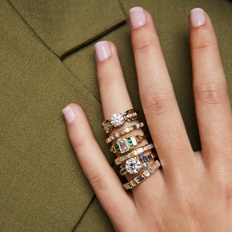 Wide Bar Set Baguette Cut Band