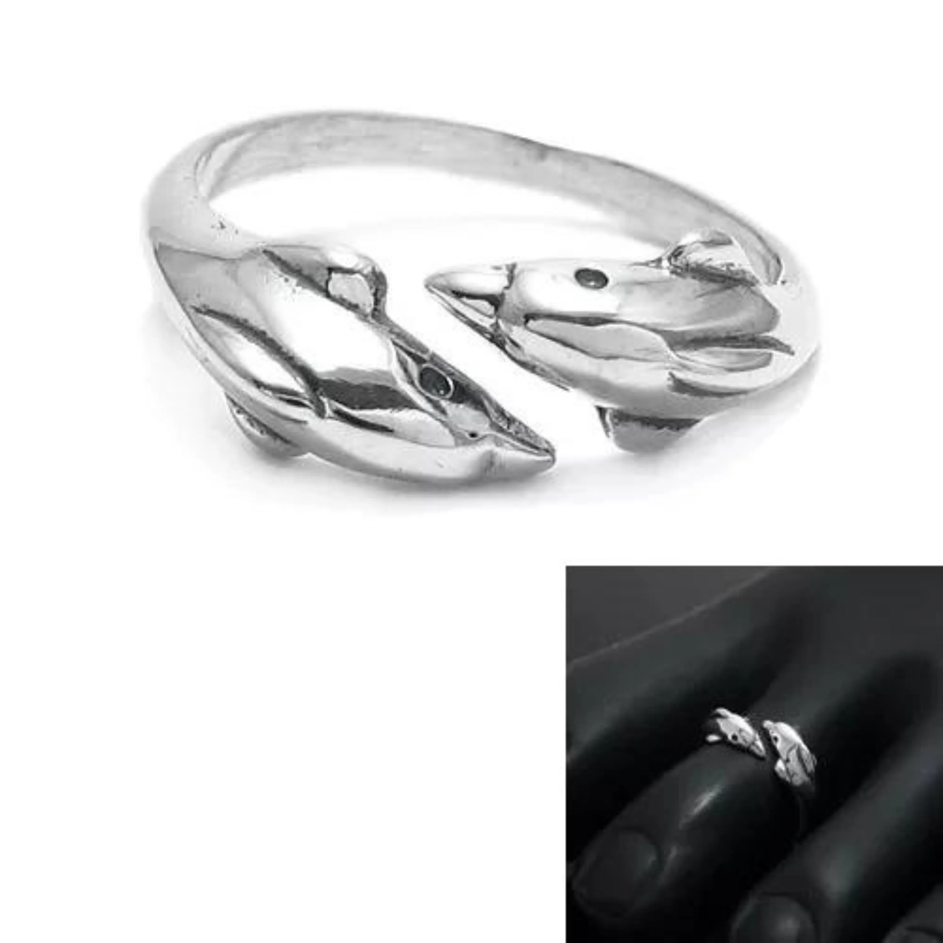 Women’s Toe Ring made of Genuine 925 Sterling Silver | Adjustable Double Dolphin Face Design | Gift for Wife