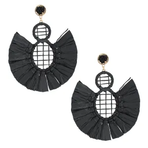 Woven Raffia Tassel Earrings