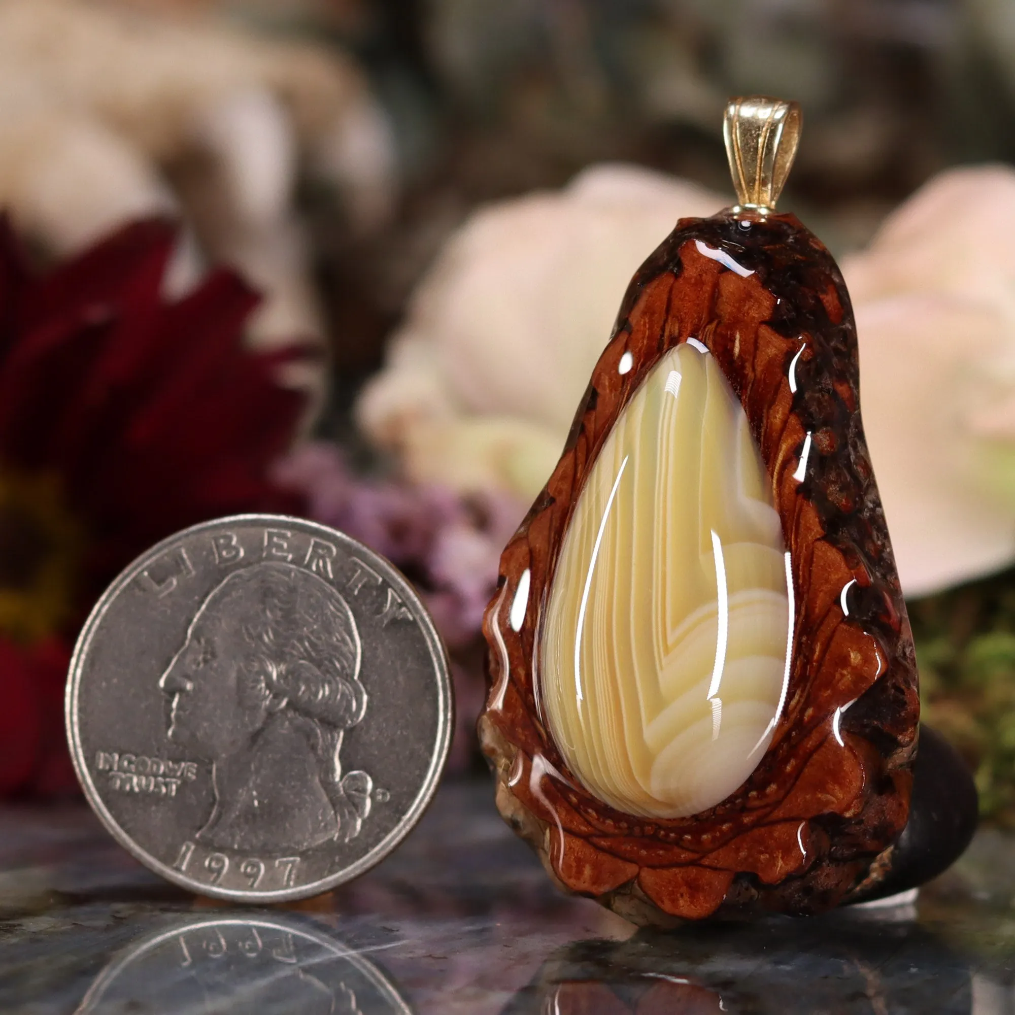 Yellow Banded Agate Teardrop