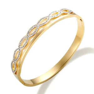 Zircon Infinity Bangle Gold Plated Hollow Cross Luxury Crystals Bracelets Fine Jewelry
