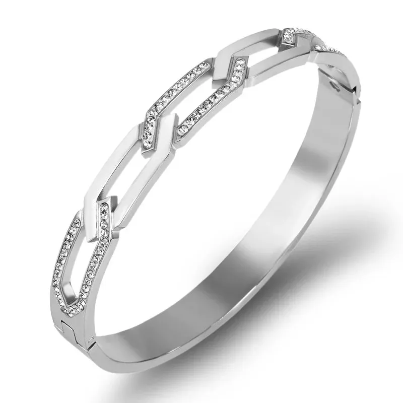 Zircon Infinity Bangle Gold Plated Hollow Cross Luxury Crystals Bracelets Fine Jewelry