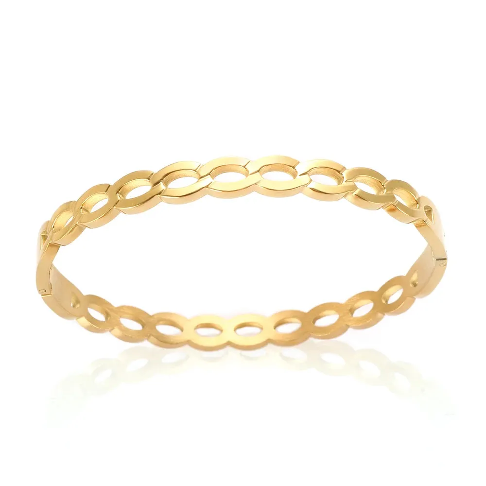 Zircon Infinity Bangle Gold Plated Hollow Cross Luxury Crystals Bracelets Fine Jewelry
