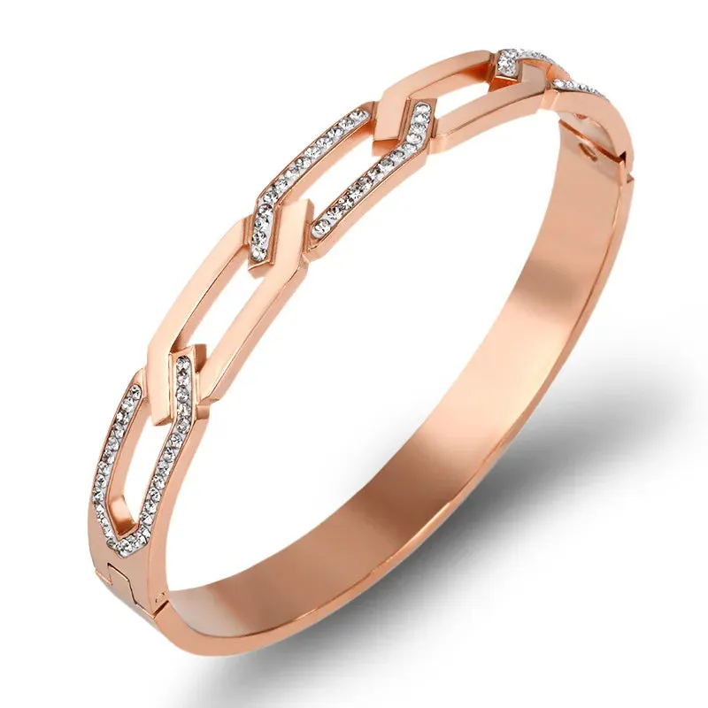 Zircon Infinity Bangle Gold Plated Hollow Cross Luxury Crystals Bracelets Fine Jewelry