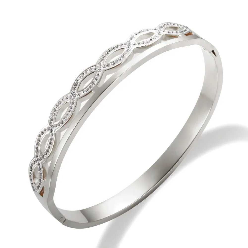 Zircon Infinity Bangle Gold Plated Hollow Cross Luxury Crystals Bracelets Fine Jewelry