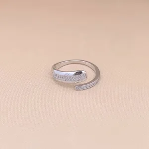 Zircon Sparkle Adjustable Ring (Pure Silver)