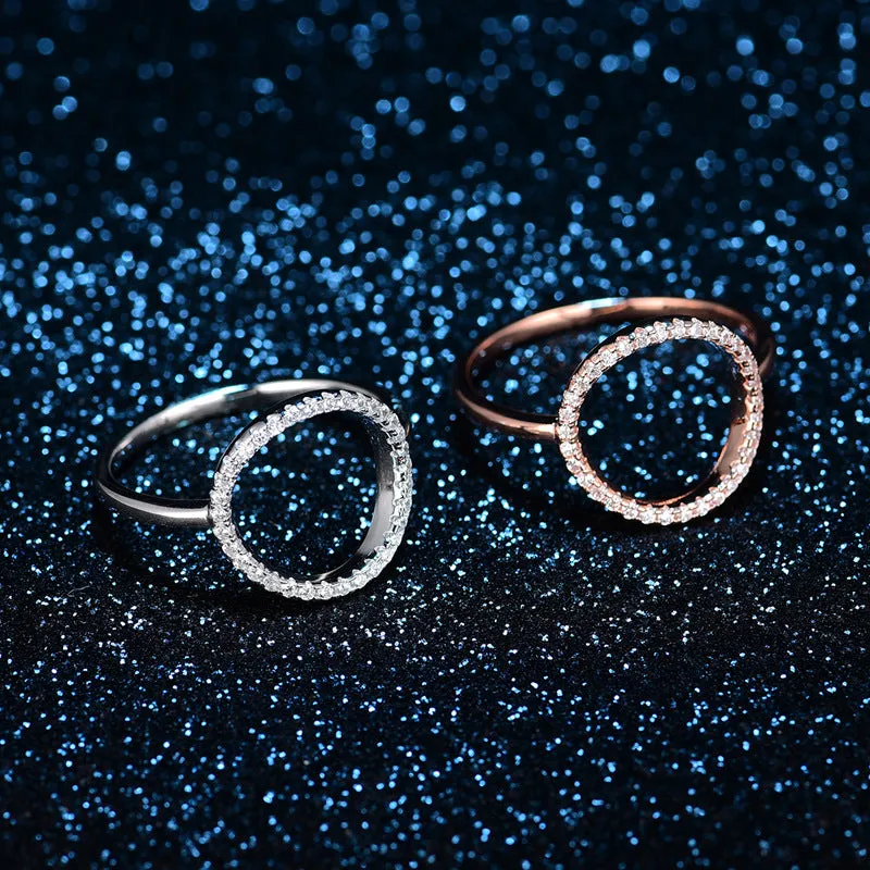 Zircon Sterling Silver Ring for Women, Stylish and Versatile, Size 5-10